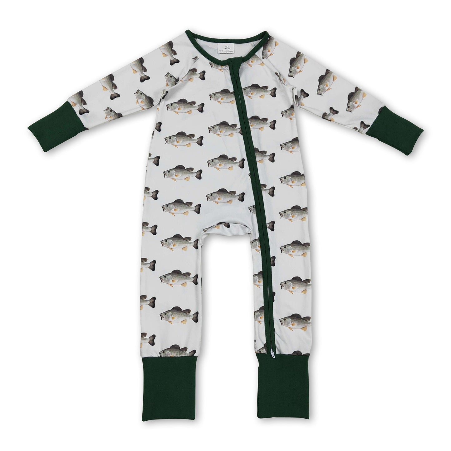 Long sleeves fish baby boy zipper romper