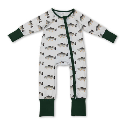 Long sleeves fish baby boy zipper romper