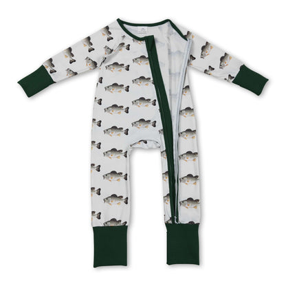 Long sleeves fish baby boy zipper romper