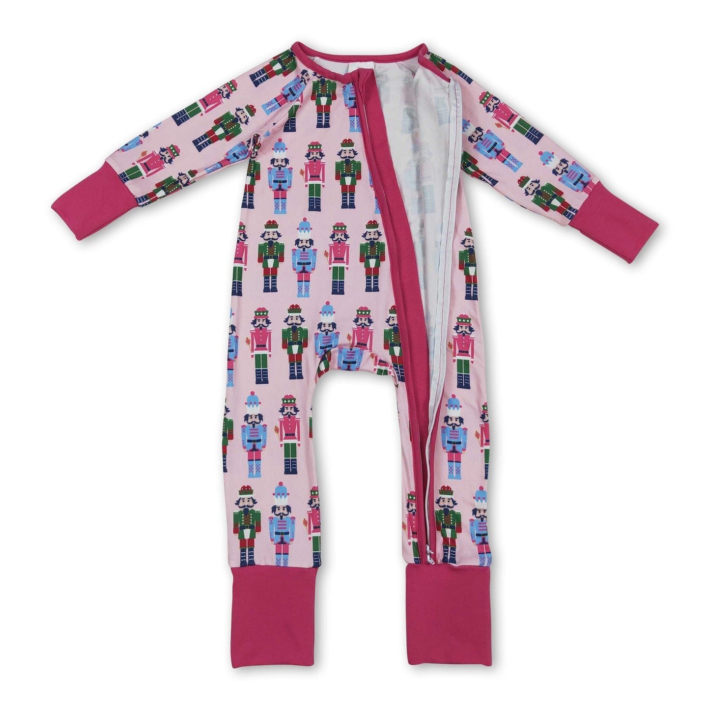 Pink ballet baby girls Christmas zipper romper