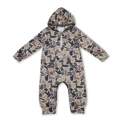 Long sleeves duck camo baby boys hooded romper