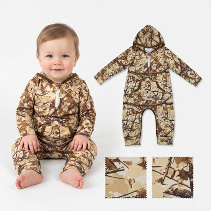 Long sleeves camo baby boys fall hooded romper
