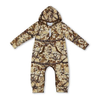 Long sleeves camo baby boys fall hooded romper