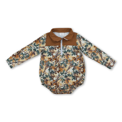 Long sleeves brown camo baby boy fall romper