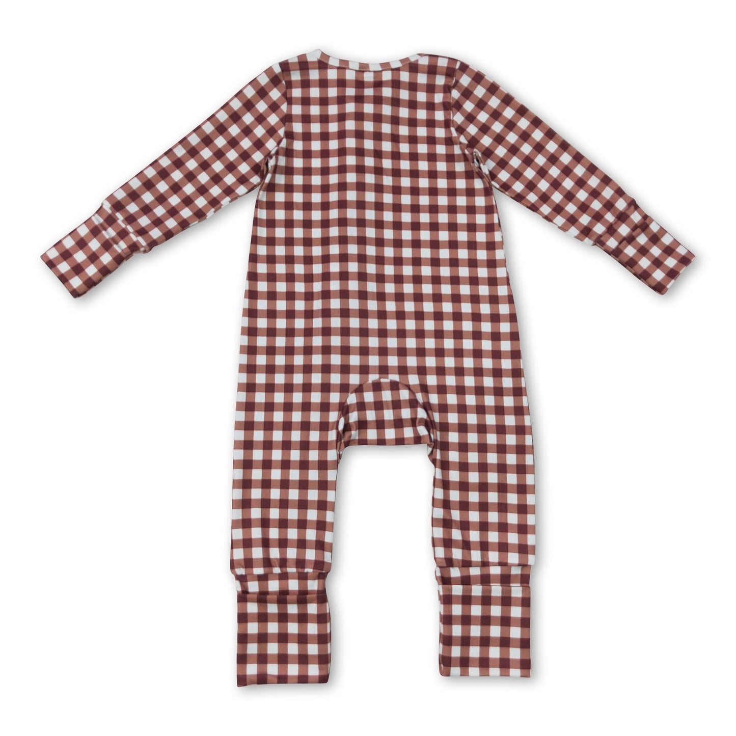 Long sleeves plaid baby boy fall zipper romper