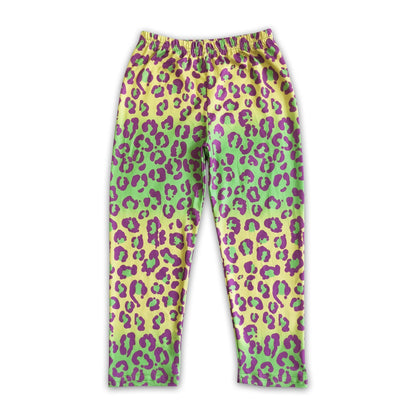Colorful leopard print baby girls Mardi gras leggings