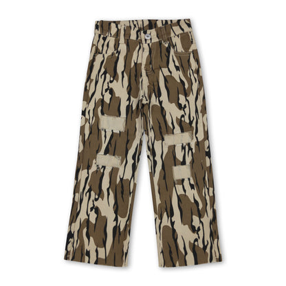 Olive camo denim pants hole kids boys jeans