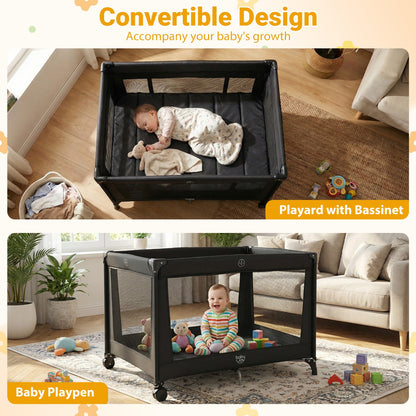 Portable Baby Playard Folding Travel Crib with Soft Mattress