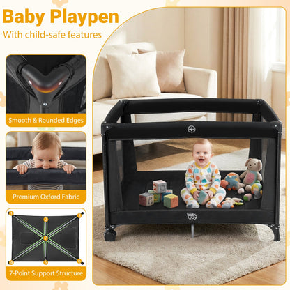 Portable Baby Playard Folding Travel Crib with Soft Mattress