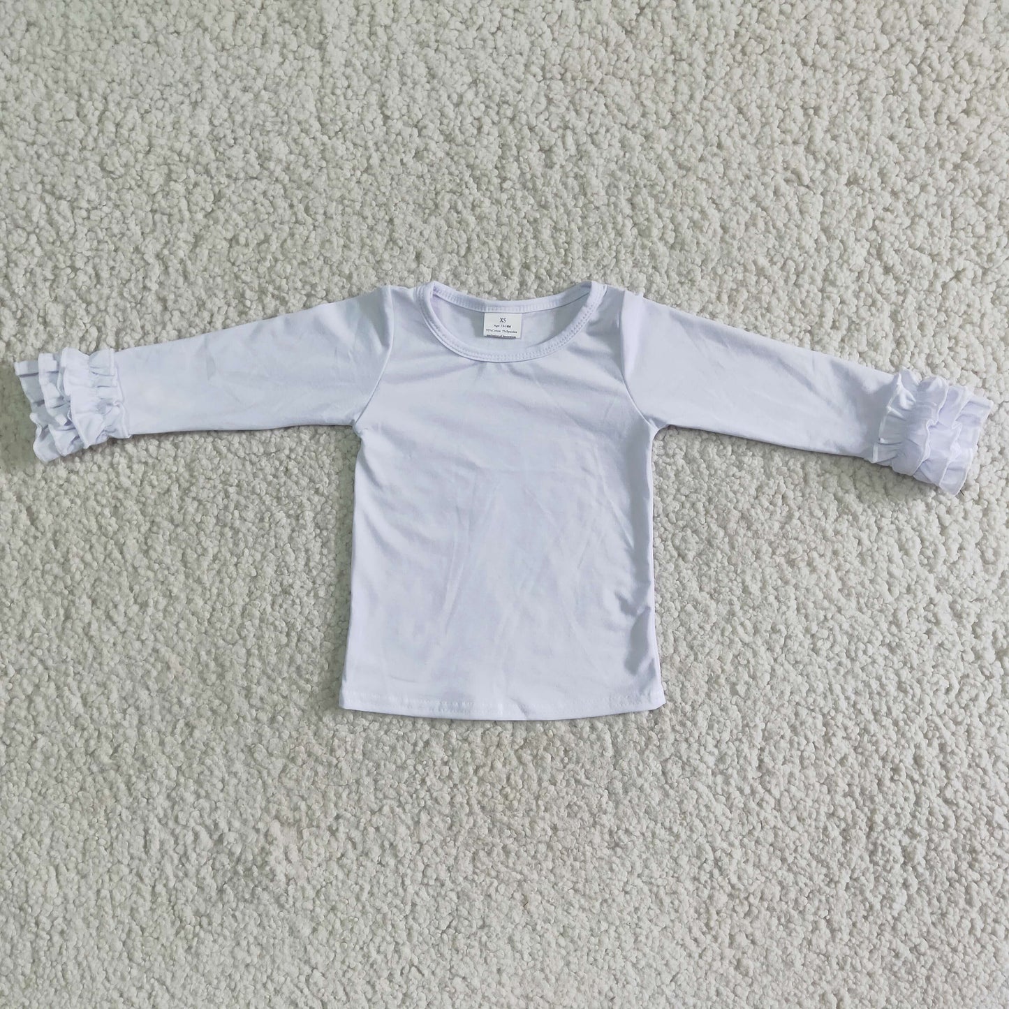 White cotton icing ruffle top girls shirt