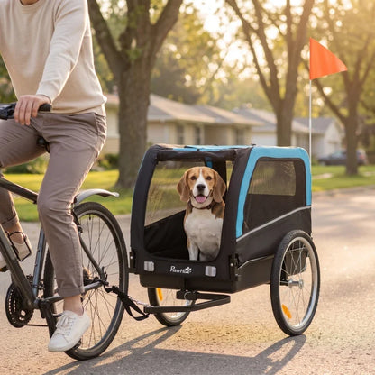 Dog Bike Trailer, Pet Cart Bicycle Carrier with 20" Air Tires, Quick-Release Wheels, Reflectors, Flag