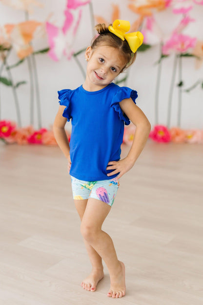 Royal Blue S/S Ruffle Tee