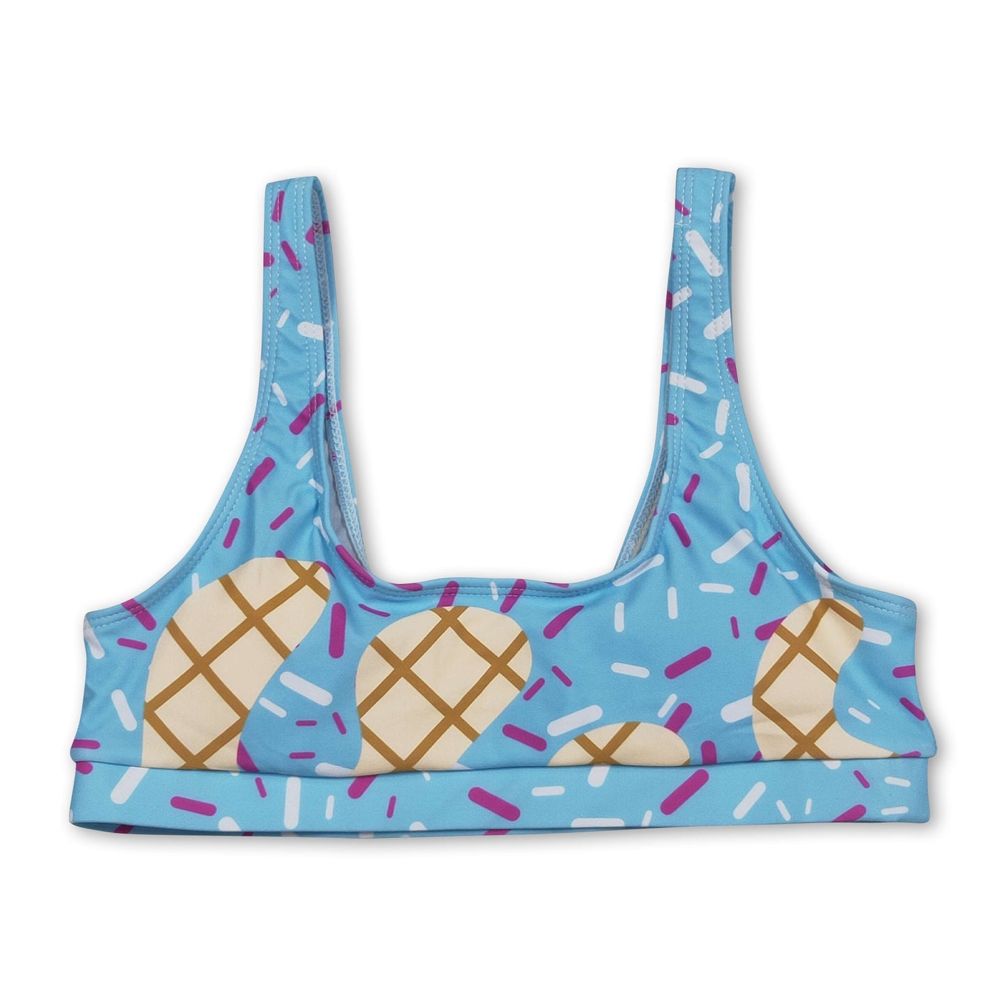 Light blue ice cream sprinkle adult women summer swim top