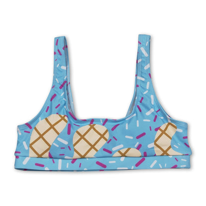 Light blue ice cream sprinkle adult women summer swim top