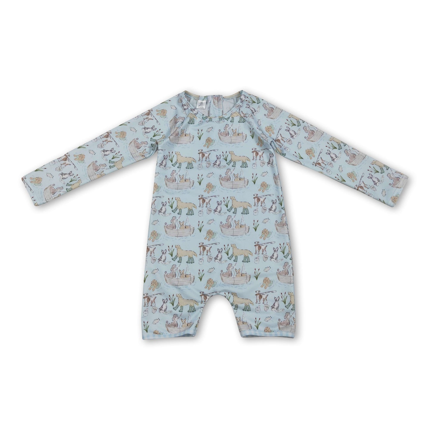 Long sleeves dog fish baby boy summer swimsuit