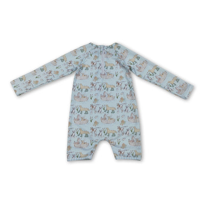 Long sleeves dog fish baby boy summer swimsuit