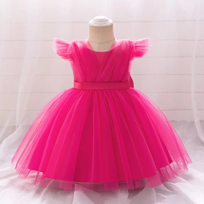 Toddler Girls Princess Party Dress – Bow & Fly Sleeve