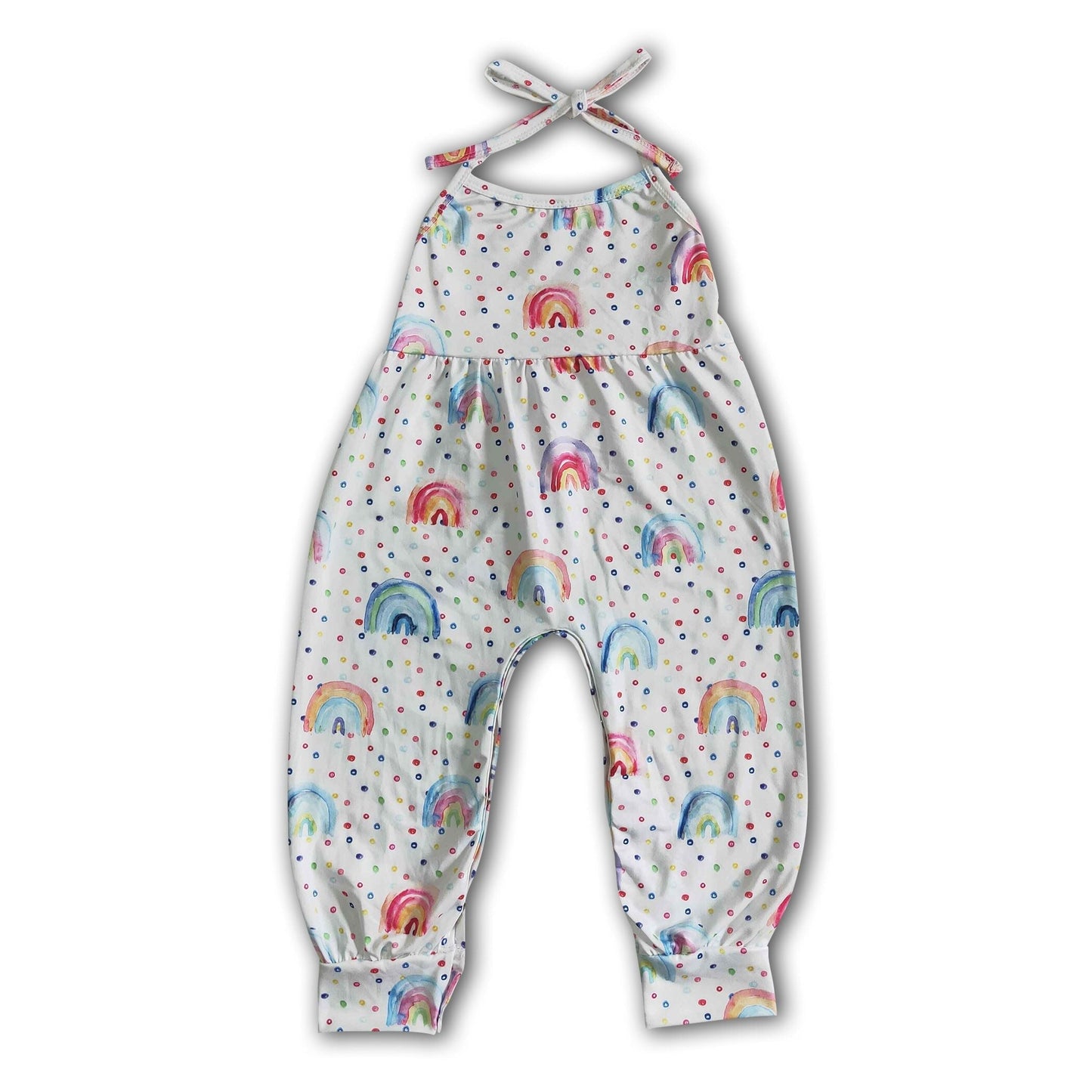 Rainbow backless baby girls jumpsuit
