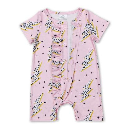 Short sleeves pink thunder western baby girls romper