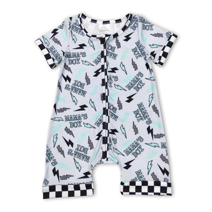 Plaid short sleeves mama's boy thunder baby romper