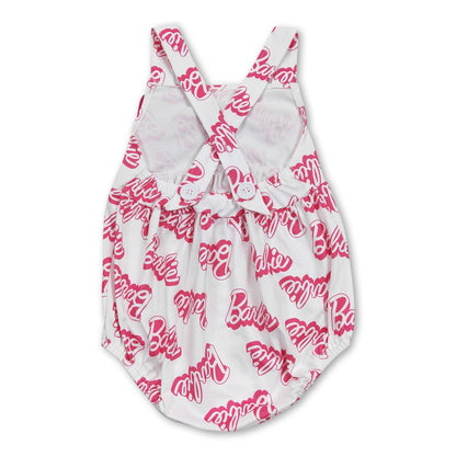 Hot pink bow sleeveless party girls romper