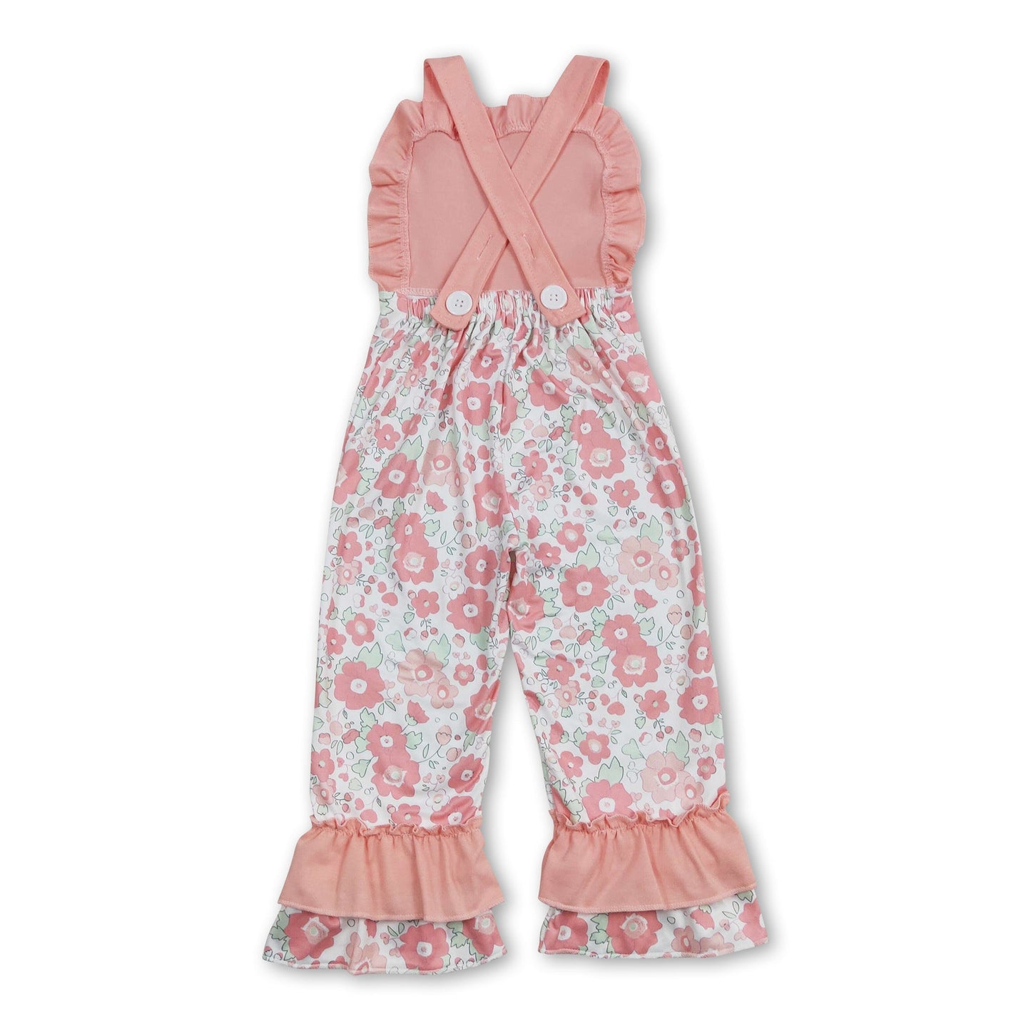 Sleeveless pink flower baby girls jumpsuit