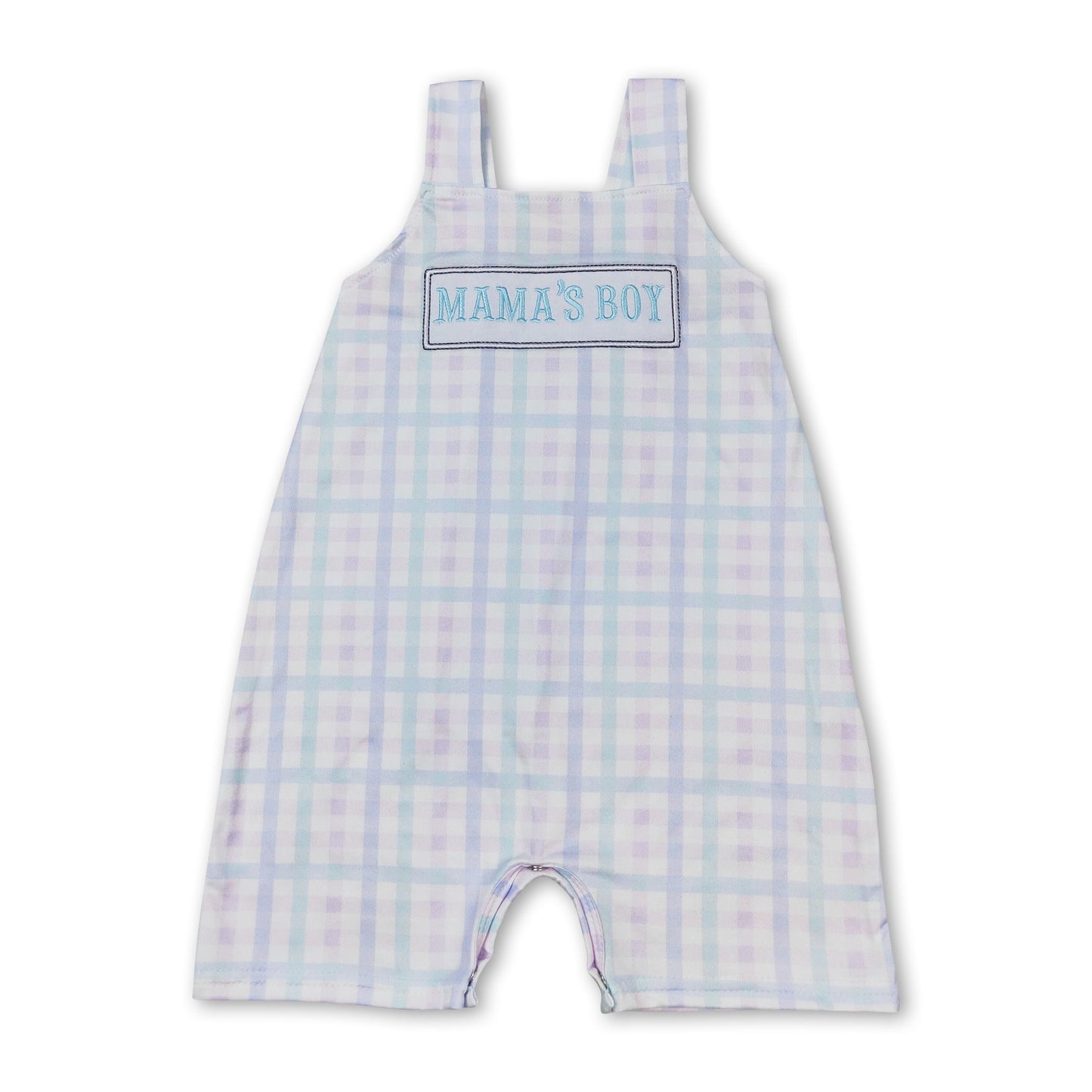 Mama's boy plaid Mother's day baby romper