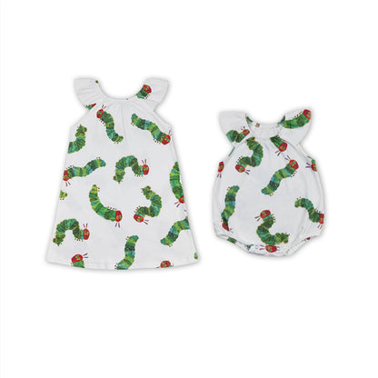 Flutter sleeves caterpillar baby girls summer romper