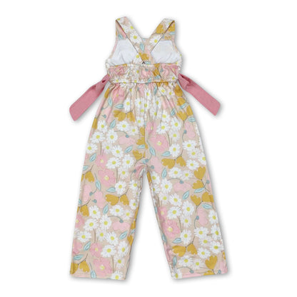 Straps floral daisy kids girls jumpsuit