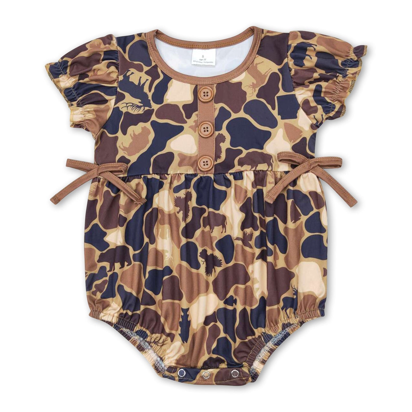 Sleeveless duck deer camo baby girl romper