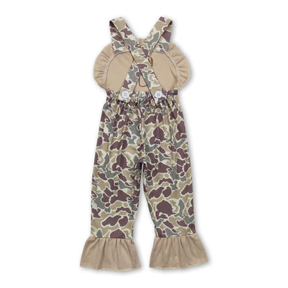 Straps deer pocket camo kids girls overalls