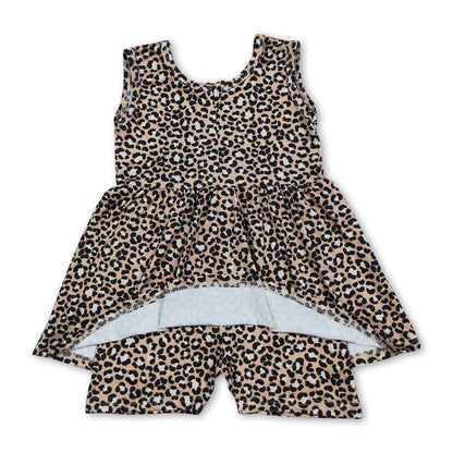 Sleeveless leopard kids girls summer one piece jumpsuit