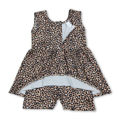 Sleeveless leopard kids girls summer one piece jumpsuit
