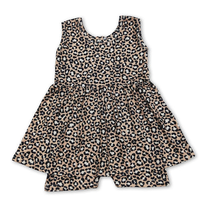 Sleeveless leopard kids girls summer one piece jumpsuit