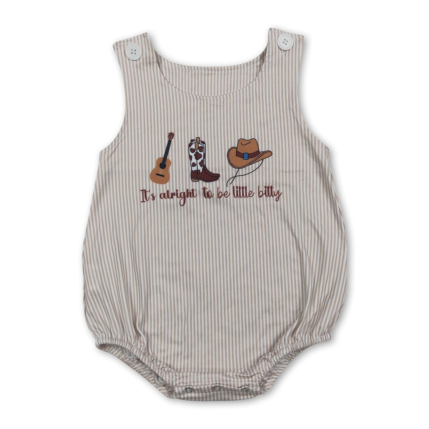 Sleeveless stripe it's alright to be little bitty western baby romper