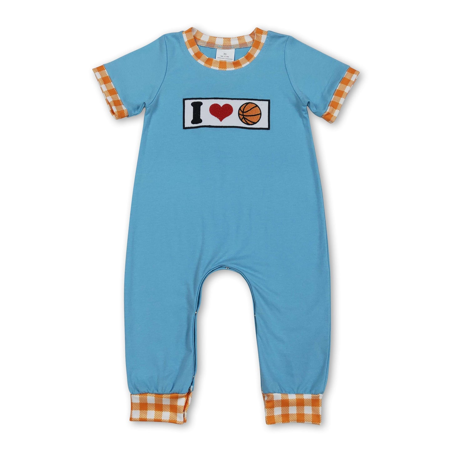 Short sleeves I love basketball baby boy romper