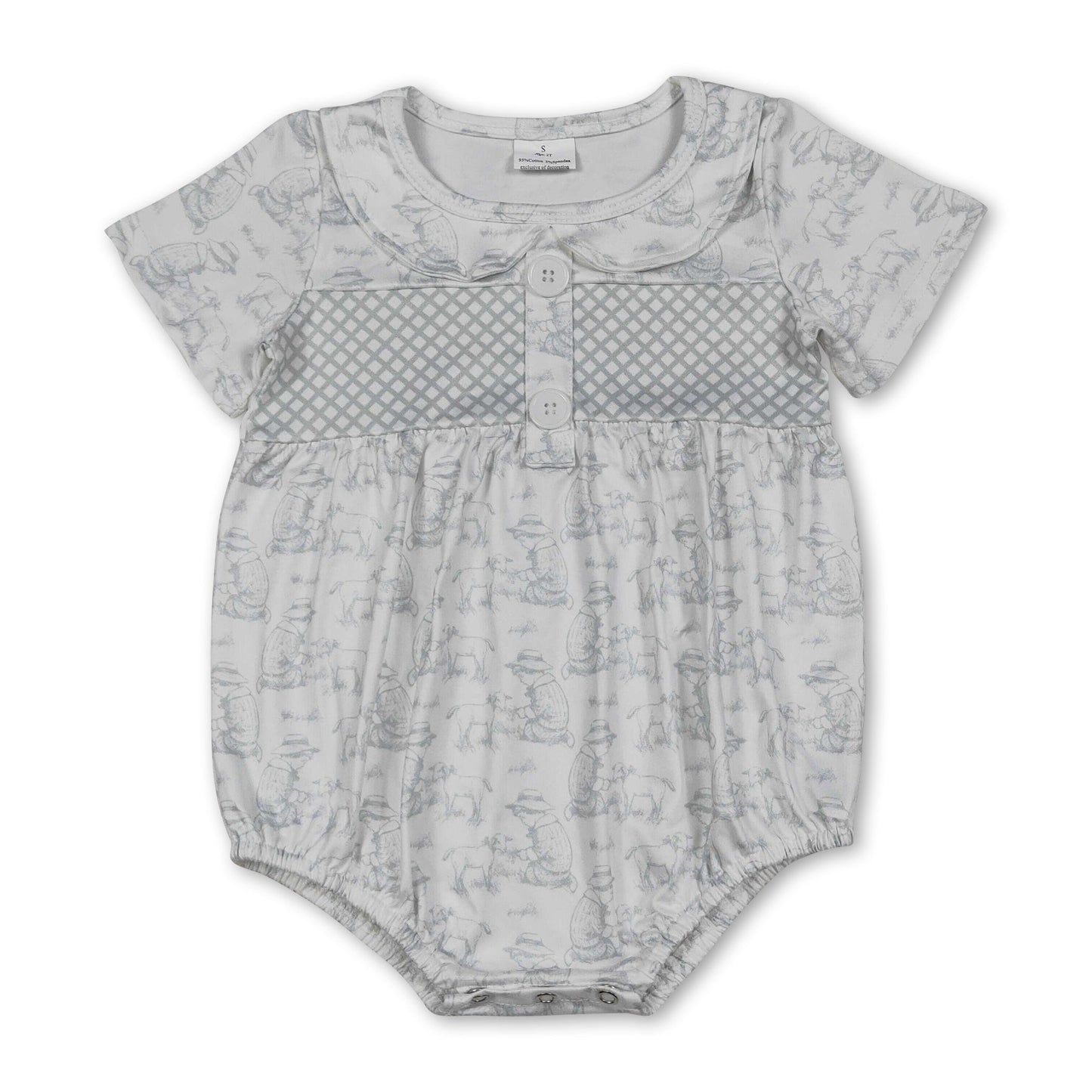 Short sleeves sheep baby boy summer romper