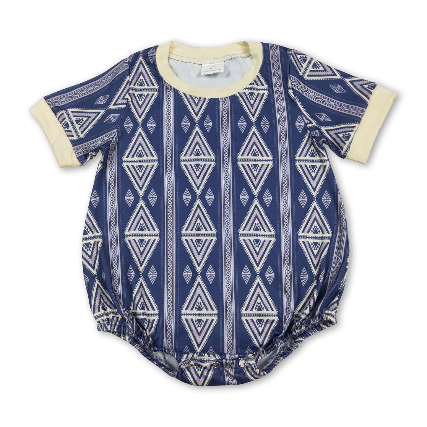 Short sleeves blue aztec baby boy western romper