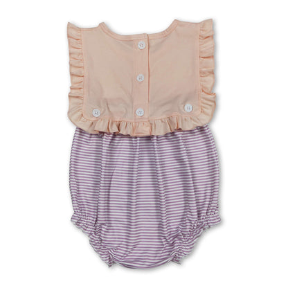 Purple stripe ruffle baby girls summer romper