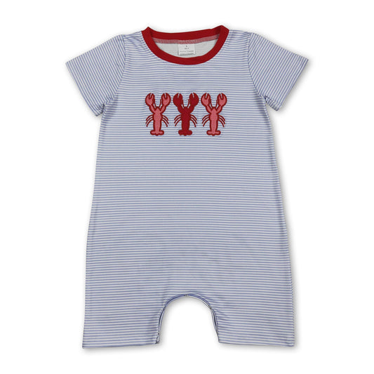 Short Sleeves Stripe Crawfish Baby Boy Summer Romper