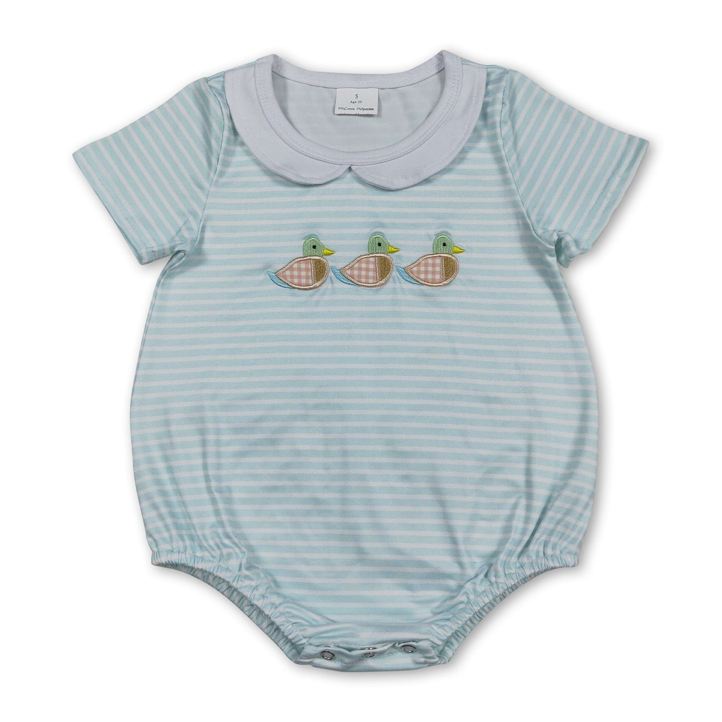 Short sleeves duck embroidery baby boy summer romper