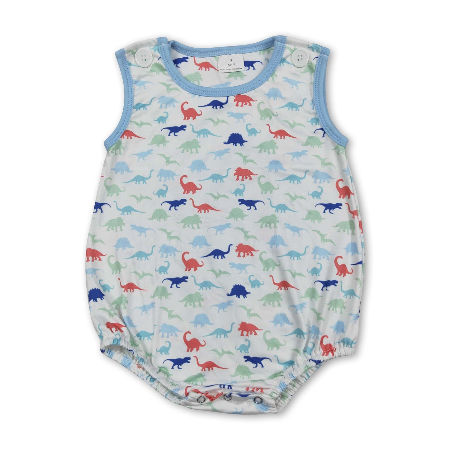 Sleeveless dinosaur baby boy summer romper