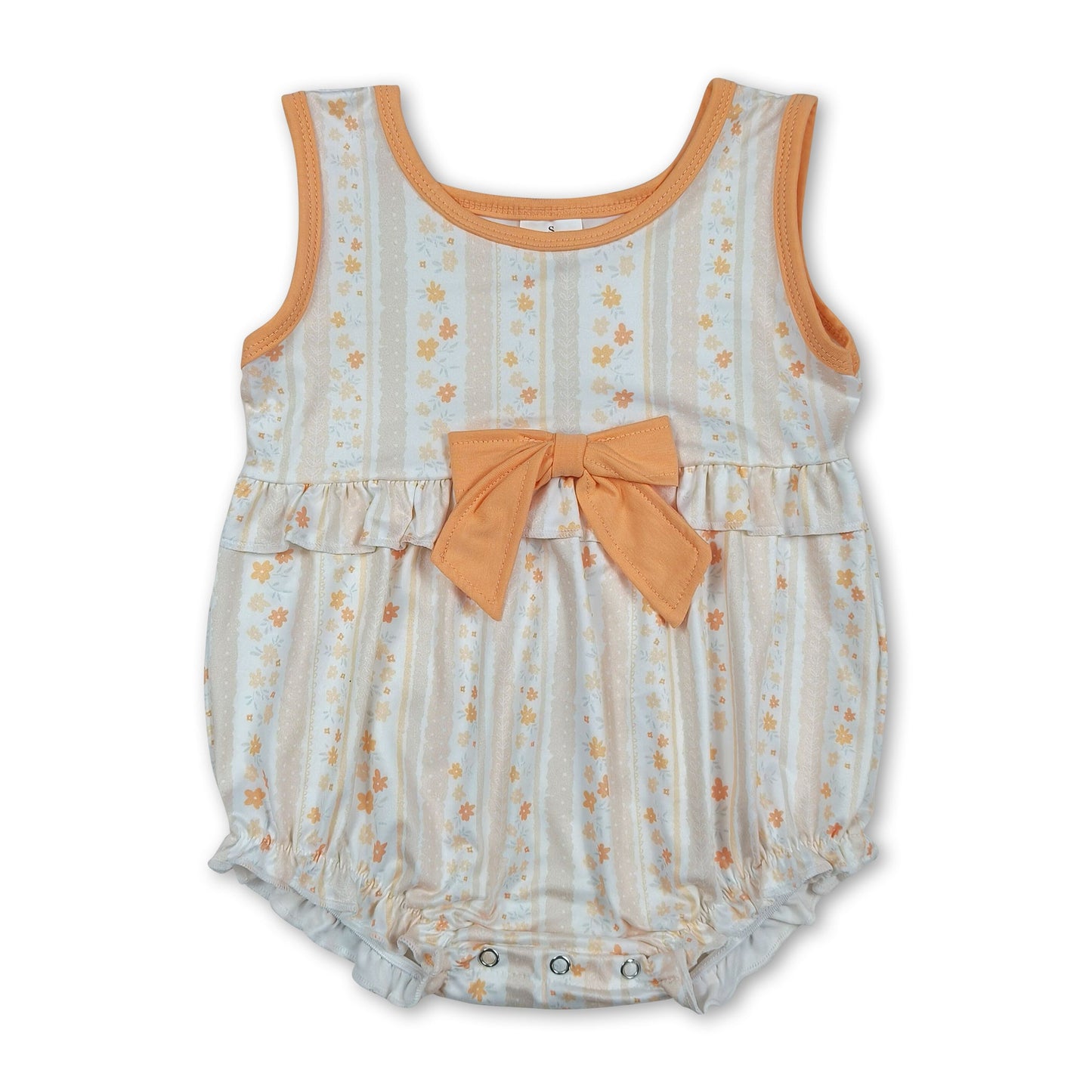 Sleeveless floral bow ruffle baby girls summer bubble