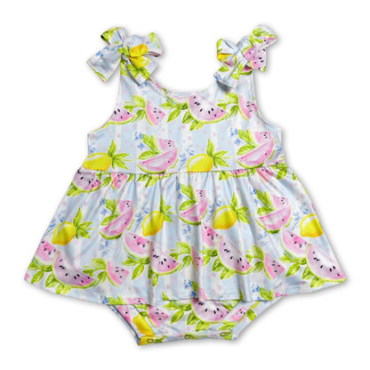 Sleeveless lemon watermelon baby girls romper