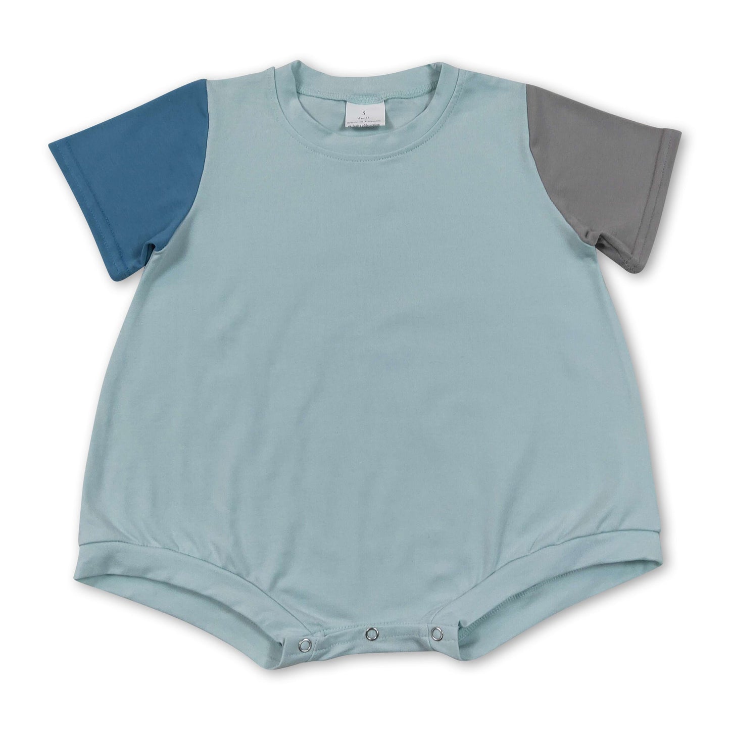 Blue grey short sleeves cotton baby boy summer romper