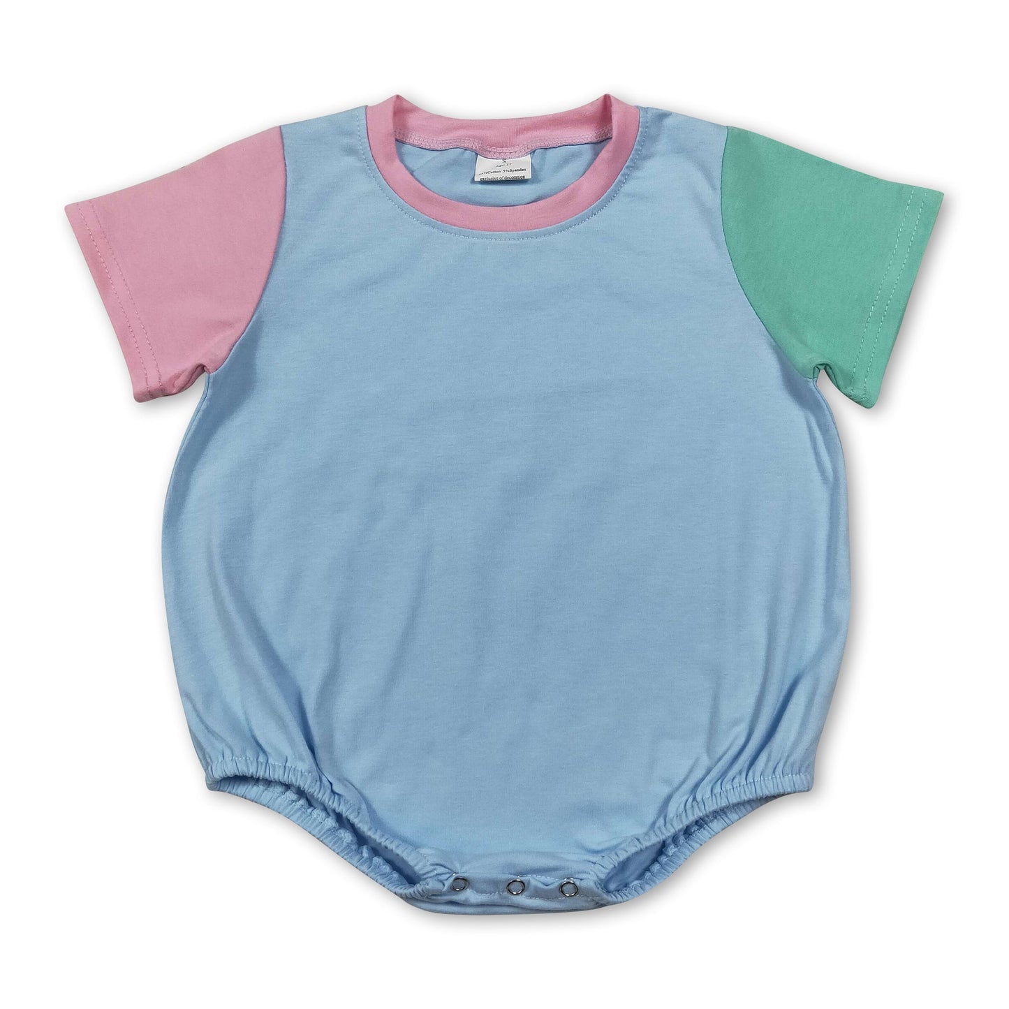 Pink mint short sleeves cotton baby boy summer romper