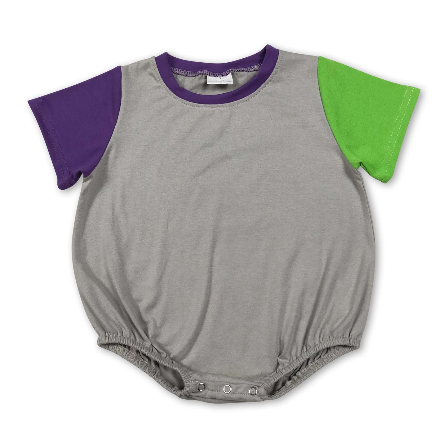 Purple green short sleeves cotton baby boy summer romper