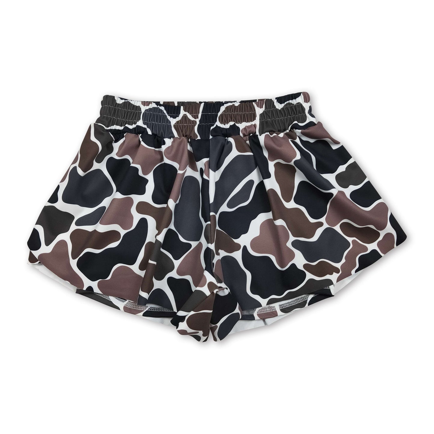 Dark camo kids girls summer active yoga shorts