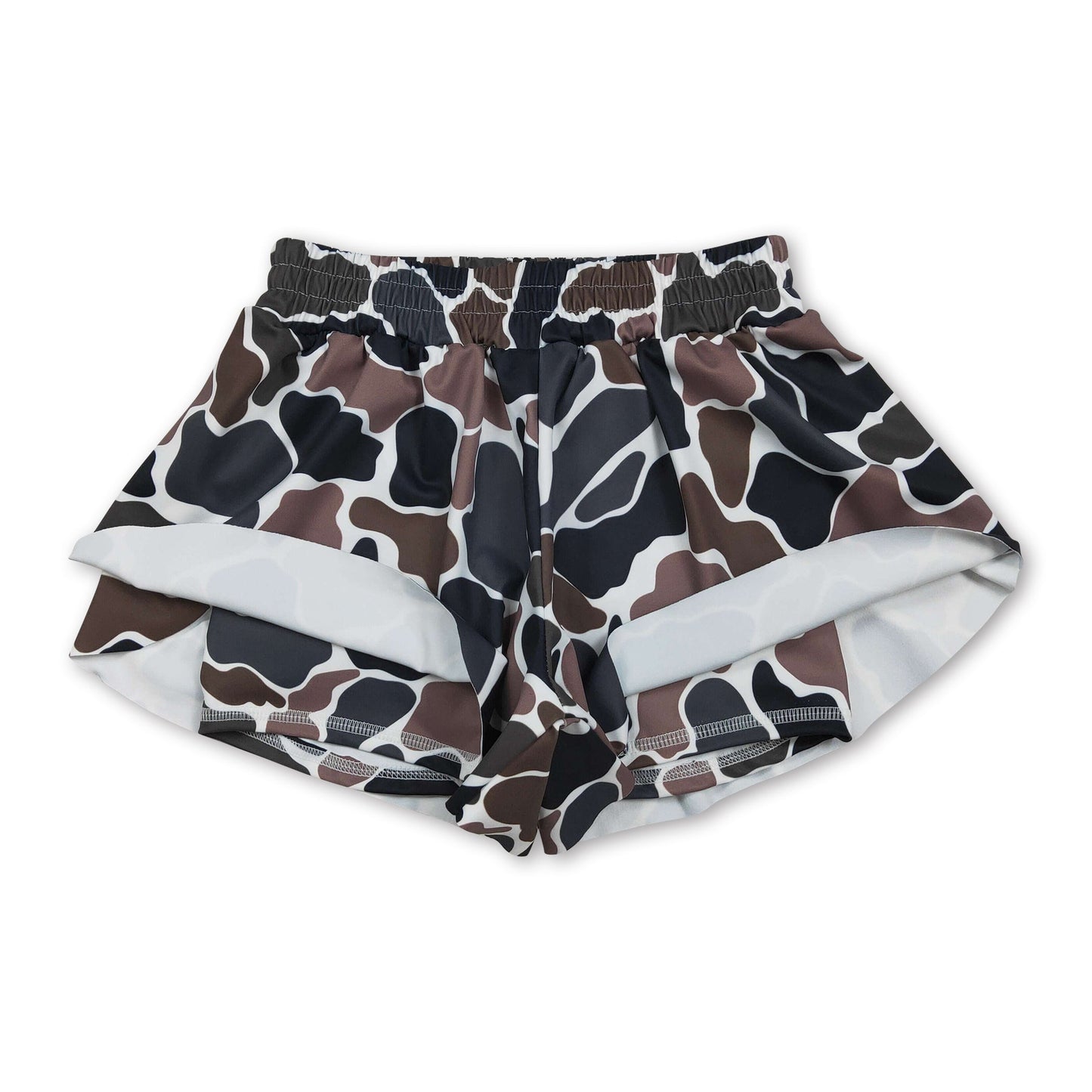 Dark camo kids girls summer active yoga shorts