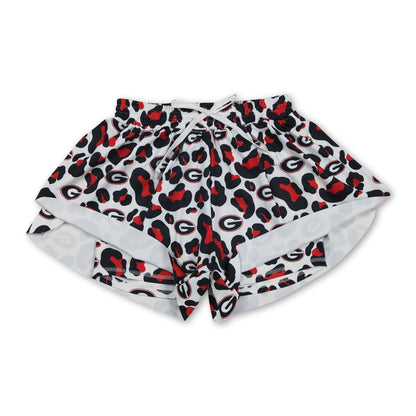 Red leopard G adult women team active shorts